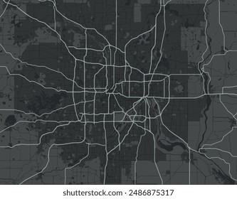 Vector city map of Twin cities Minnesota in the United States of America with white roads isolated on a grey background.