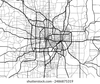 Vector city map of Twin cities Minnesota in the United States of America with black roads isolated on a white background.