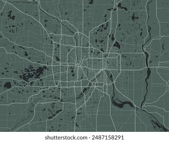 Vector city map of Twin cities Minnesota in the United States of America with white roads isolated on a green background.