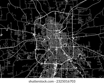 Vector city map of Tyler Texas in the United States of America with white roads isolated on a black background.