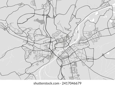 Vector city map of Ulm in the Germany with black roads isolated on a grey background.