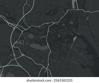 Vector city map of Ulsan in the South Korea with white roads isolated on a grey background.