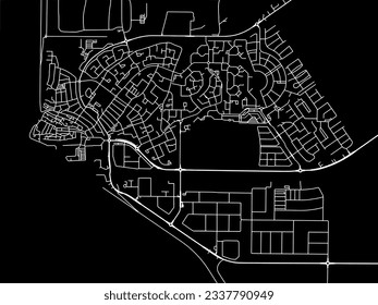 Mapa vectorial de la ciudad de Urk en los Países Bajos con caminos blancos aislados en un fondo negro.