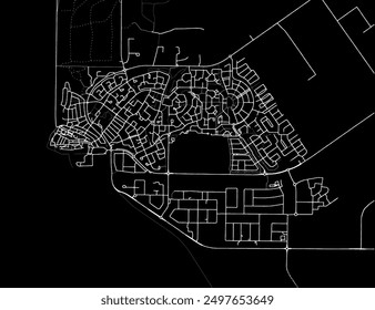 Vector city map of Urk in the Netherlands with white roads isolated on a black background.