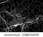 Vector city map of Usti nad Labem in the Czech Republic with white roads isolated on a black background.