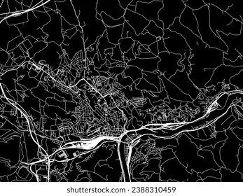 Vector city map of Usti nad Labem in the Czech Republic with white roads isolated on a black background.