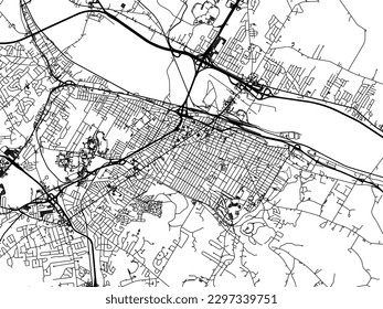 Vector city map of Utica New York in the United States of America with black roads isolated on a white background.