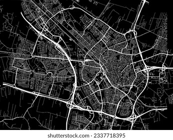 Vector city map of Utrecht in the Netherlands with white roads isolated on a black background.