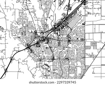 Vector city map of Vacaville California in the United States of America with black roads isolated on a white background.