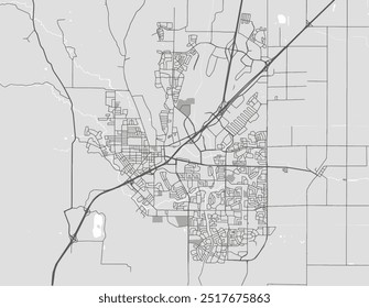 Vector city map of Vacaville California in the United States of America with black roads isolated on a grey background.