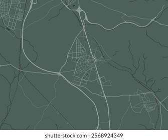 Vector city map of Valdemoro in Spain with white roads isolated on a green background.