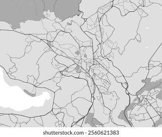 Vector city map of Varese in Italy with black roads isolated on a grey background.