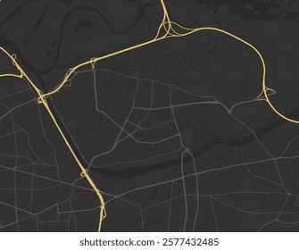 Vector city map of Vaulx-en-Velin in the France with yellow roads isolated on a brown background.