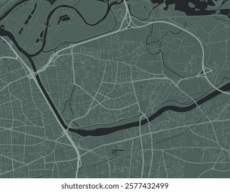 Vector city map of Vaulx-en-Velin in the France with white roads isolated on a green background.