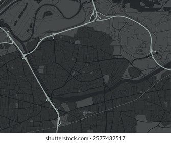 Vector city map of Vaulx-en-Velin in the France with white roads isolated on a grey background.