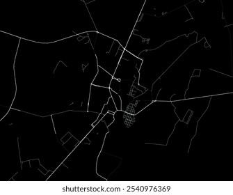 Vector city map of Velikiy Novgorod in the Russian with white roads isolated on a black background.