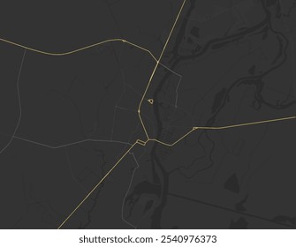 Vector city map of Velikiy Novgorod in the Russian with yellow roads isolated on a brown background.