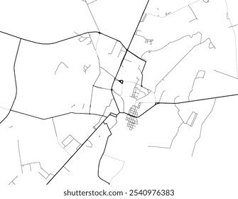 Vector city map of Velikiy Novgorod in the Russian with black roads isolated on a white background.