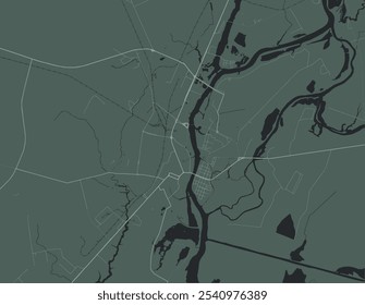 Vector city map of Velikiy Novgorod in the Russian with white roads isolated on a green background.