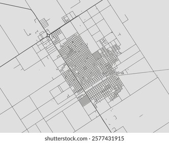 Vector city map of Venado Tuerto in Argentina with black roads isolated on a grey background.