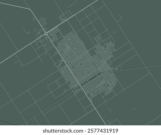 Vector city map of Venado Tuerto in Argentina with white roads isolated on a green background.