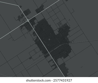 Vector city map of Venado Tuerto in Argentina with white roads isolated on a grey background.