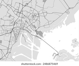 Mapa de la ciudad de Vector de Venecia en Italia con carreteras negras aisladas sobre un fondo gris.