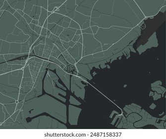 Vector city map of Venice in Italy with white roads isolated on a green background.