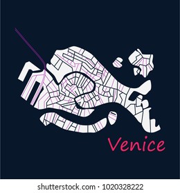 Vector city map of Venice with well organized separated layers.