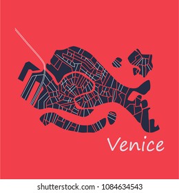 Vector city map of Venice with well organized separated layers.