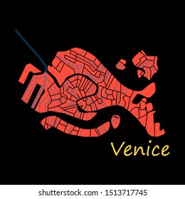Vector city map of Venice with well organized separated layers.