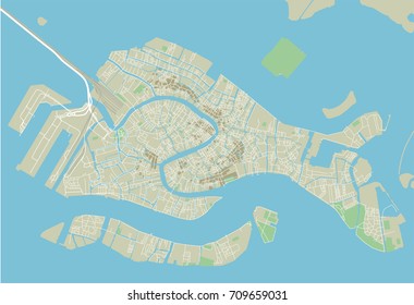 Vector city map of Venice with well organized separated layers.
