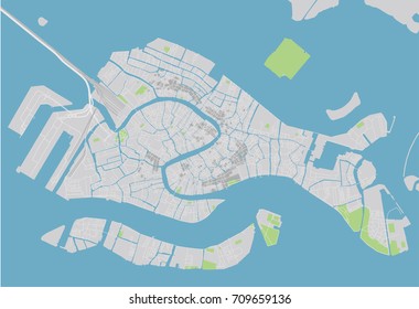 Vector city map of Venice with well organized separated layers.
