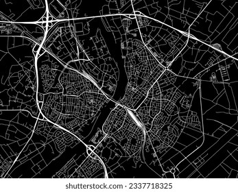 Vector city map of Venlo in the Netherlands with white roads isolated on a black background.