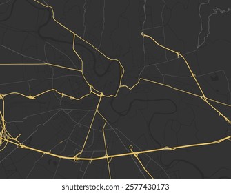 Vector city map of Verona in the Italy with yellow roads isolated on a brown background.