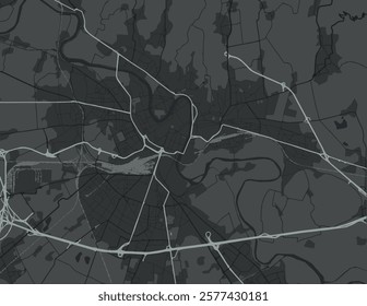 Vector city map of Verona in the Italy with white roads isolated on a grey background.