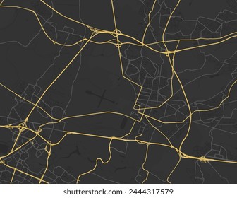 Vector city map of Versailles in France with yelllow roads isolated on a brown background.