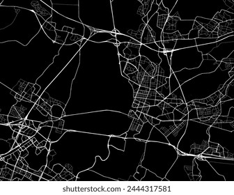 Vector city map of Versailles in France with white roads isolated on a black background.