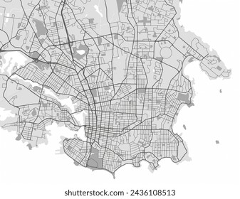 Vector city map of Victoria British Columbia in Canada with black roads isolated on a grey background.