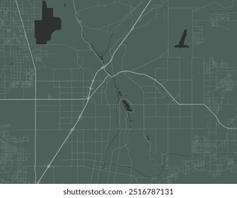 Vector city map of Victorville California in the United States of America with white roads isolated on a green background.