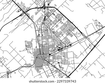 Mapa de la ciudad vectorial de Victory Texas en los Estados Unidos de América con carreteras negras aisladas en un fondo blanco.