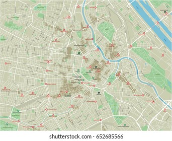Vector city map of Vienna with well organized separated layers.