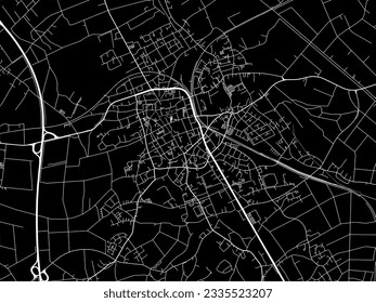 Vector city map of Viersen in Germany with white roads isolated on a black background.