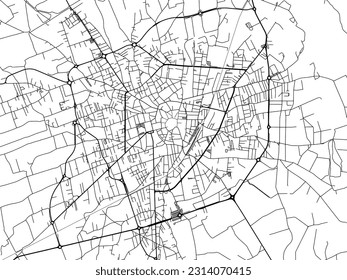 Vector city map of Vigevano in Italy with black roads isolated on a white background.