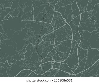 Vector city map of Vila Nova de Famalicao in Portugal with white roads isolated on a green background.