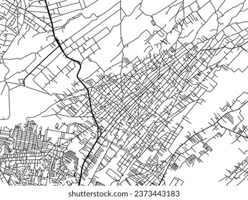 Vector city map of Villa Vicente Guerrero in Mexico with black roads isolated on a white background.