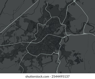 Vector city map of Villahermosa in Mexico with white roads isolated on a grey background.