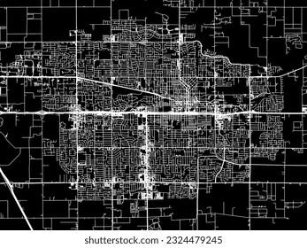 Vector city map of Visalia California in the United States of America with white roads isolated on a black background.