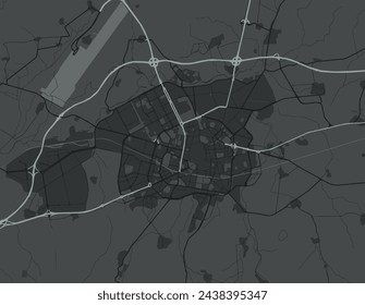 Vector city map of Vitoria in Spain with white roads isolated on a grey background.