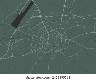 Vector city map of Vitoria in Spain with white roads isolated on a green background.